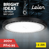 Leier LED High Bay Lights 200W UFO Industrial Workshop Warehouse Factory Lamp
